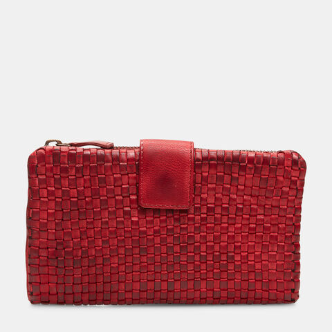 Cartera de mujer en cuero trenzado, Rojo Cartera de mujer en cuero trenzado, Rojo
